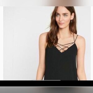 Express Black Criss Cross Strappy Cami. V-neckline crisscross strappy. NWT Small